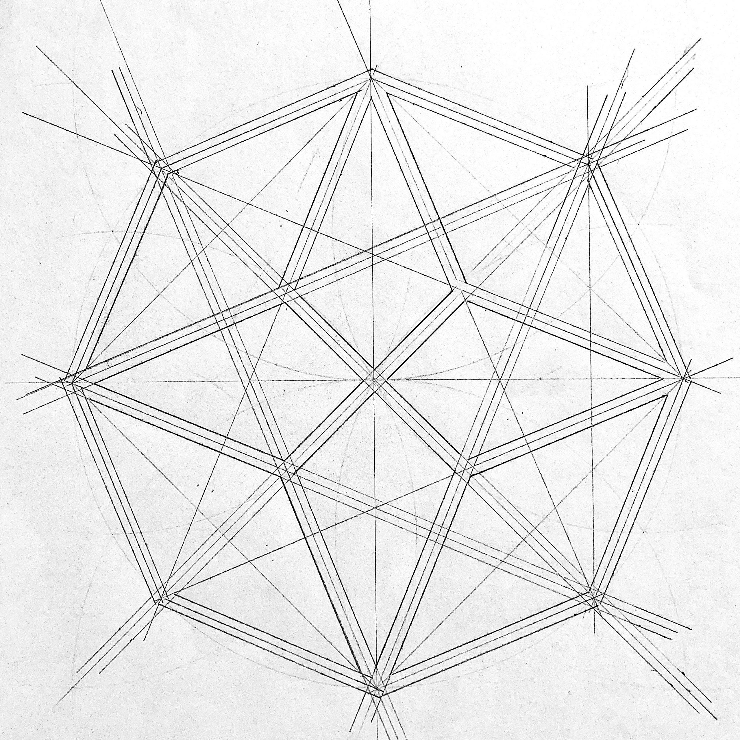 Pencil drawn geometric pattern based on an octagon 